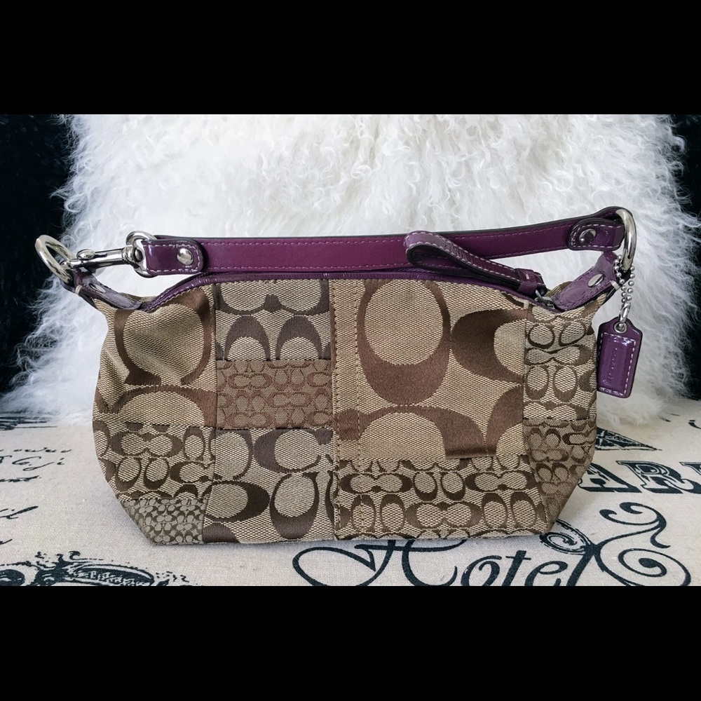 COACH MINI (LIKE NEW!) SIG CANVAS/PURPLE TRIM